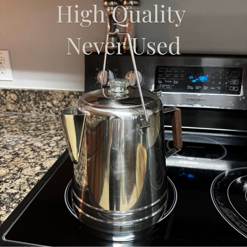 Texsport 28 Cup Stainless Steel Camping Coffee Percolator w/ Glass Knob Lid - Picture 3 of 7
